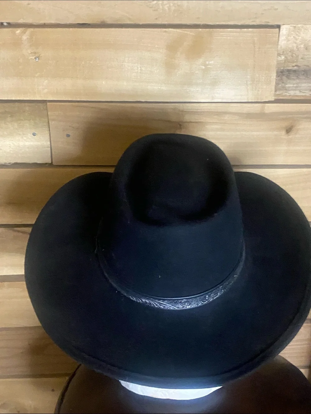 Sheplers Men's Black Western Cowboy Hat Silver black Band medium wool made USA